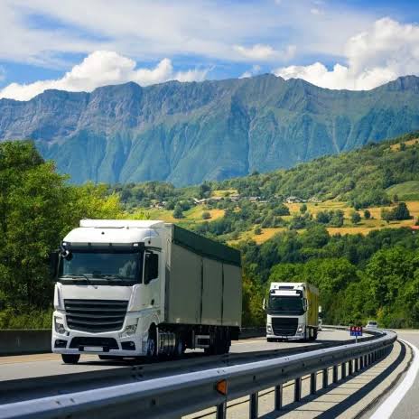Road freight delivery truck